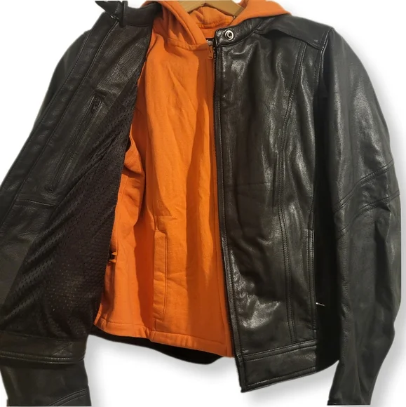 Harley Davidson Jacket and Chaps Set Orange Embroidery Large - Picture 3 of 16